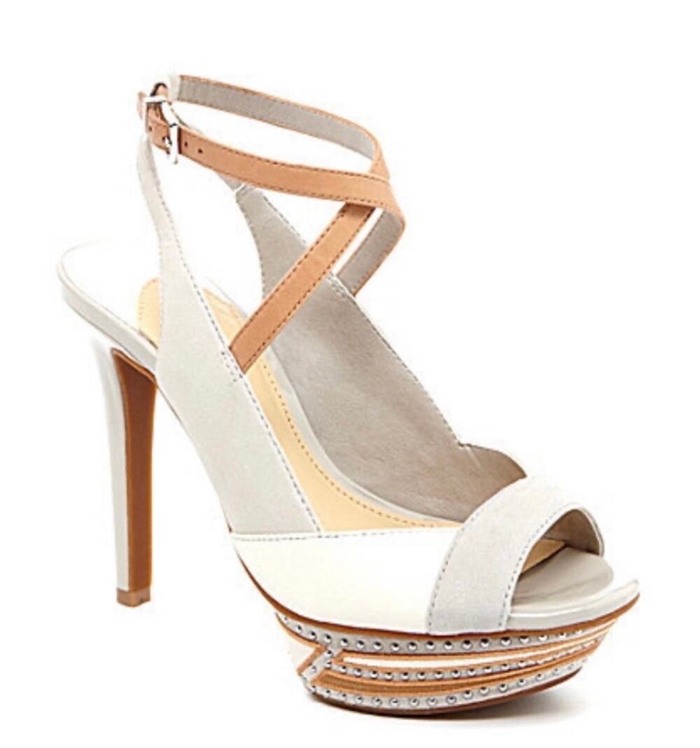 Gianni Bini Color Lock Platform Sandals Peep Toe Stiletto Heels Studded Y2K 7m